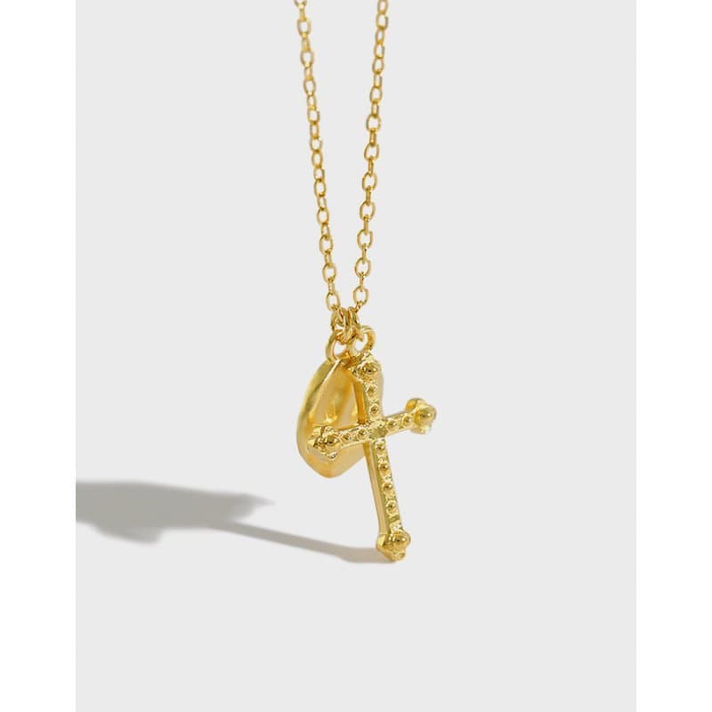 Geometric Round Cross 925 Sterling Silver Necklace