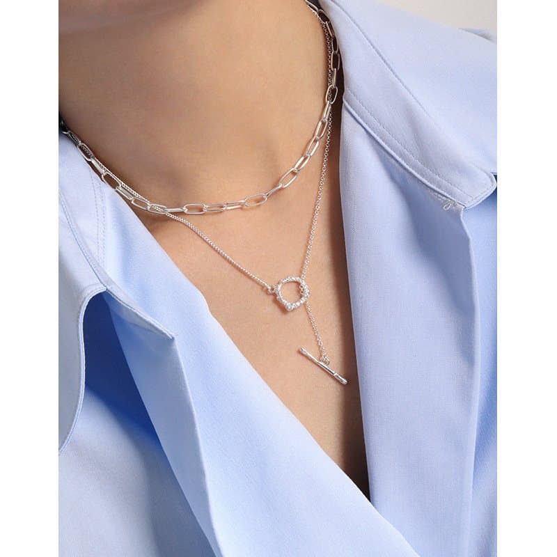 Irregular OT Shape 925 Sterling Silver Necklace