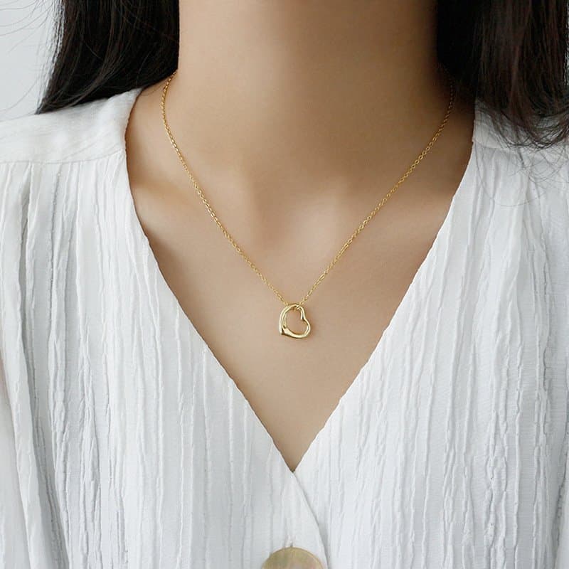 Hollow Heart Girl 925 Sterling Silver Necklace