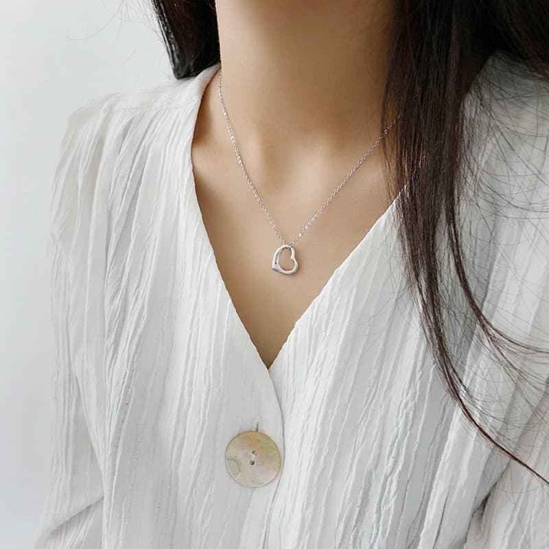 Hollow Heart Girl 925 Sterling Silver Necklace