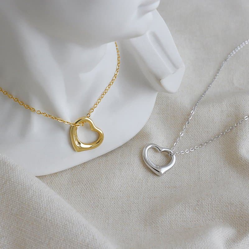 Hollow Heart Girl 925 Sterling Silver Necklace