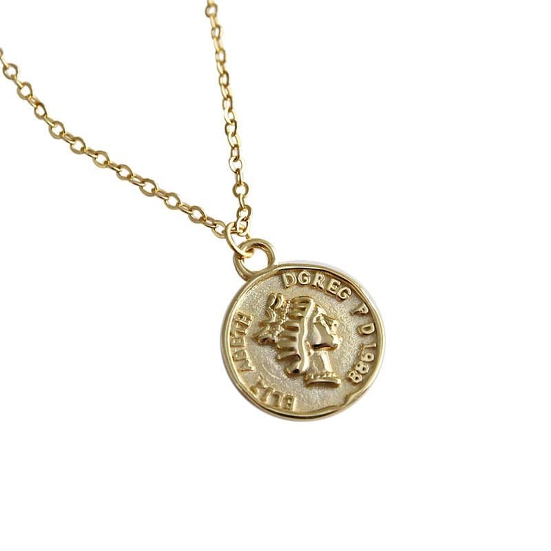 Portrait Letters Coin 925 Sterling Silver Necklace