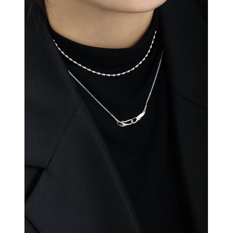 Irregular Hand In han 925 Sterling Silver Necklace