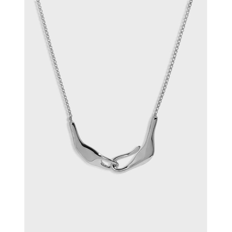 Irregular Hand In han 925 Sterling Silver Necklace