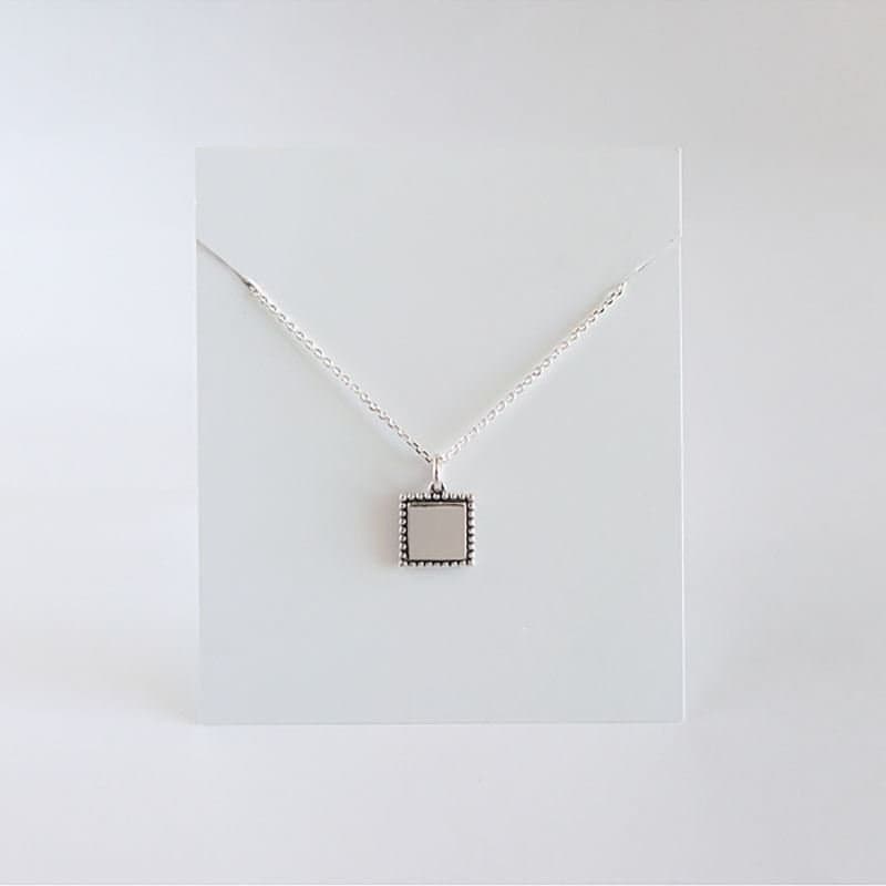Minimalism Vintage Round Heart Square Cross 925 Sterling Silver Necklace