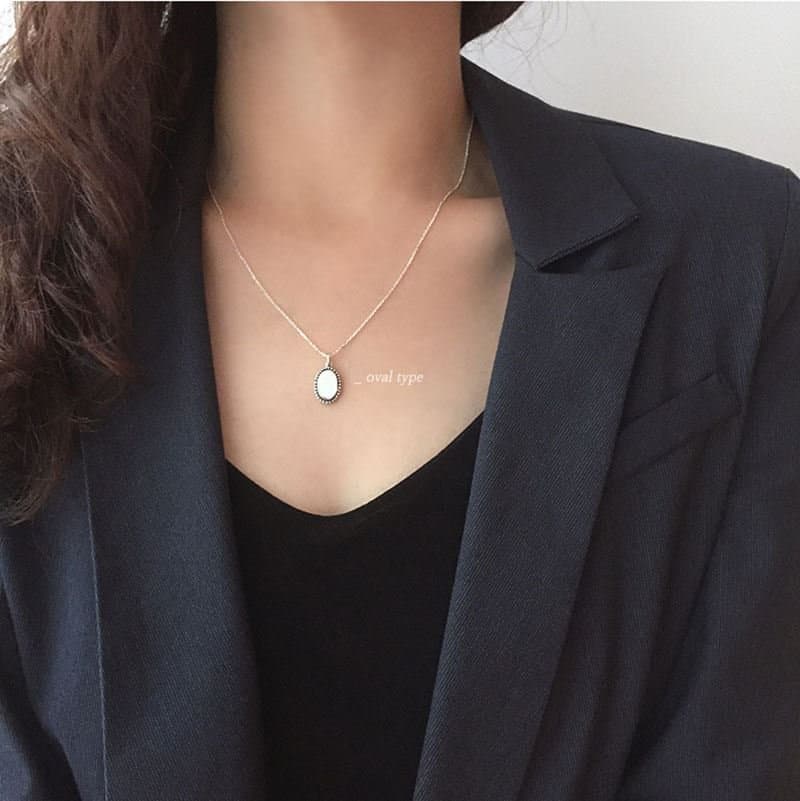 Minimalism Vintage Round Heart Square Cross 925 Sterling Silver Necklace