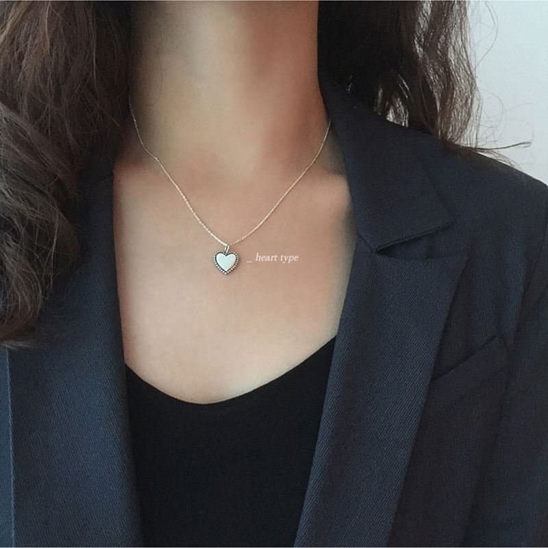 Minimalism Vintage Round Heart Square Cross 925 Sterling Silver Necklace