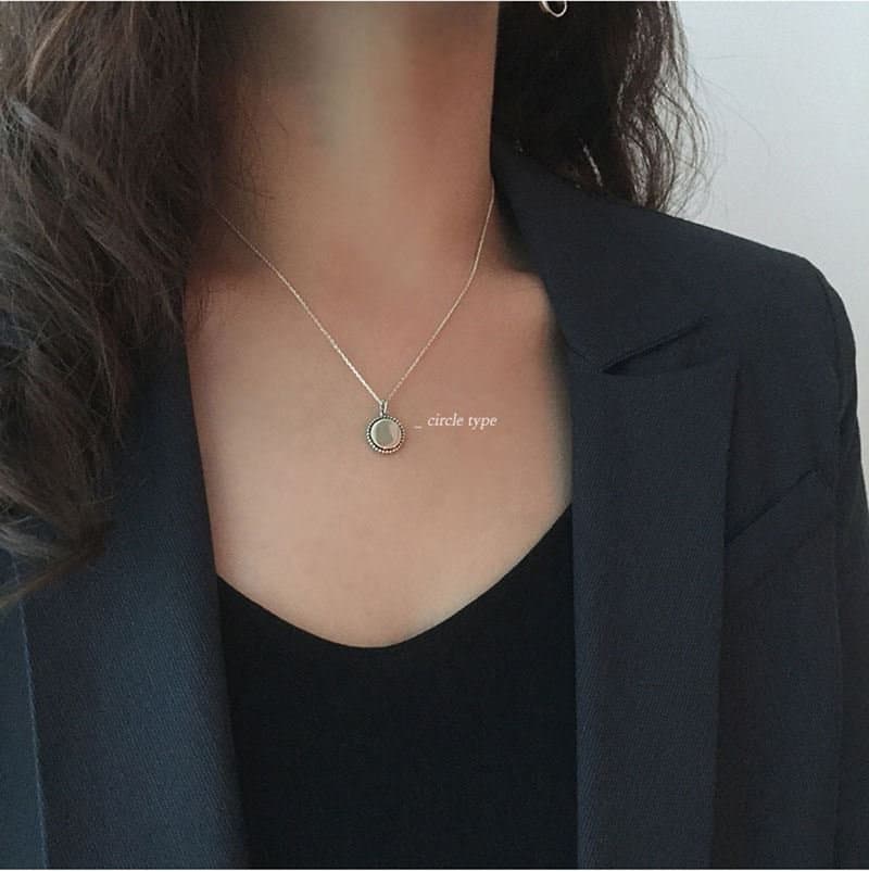 Minimalism Vintage Round Heart Square Cross 925 Sterling Silver Necklace