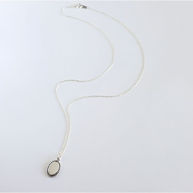 Minimalism Vintage Round Heart Square Cross 925 Sterling Silver Necklace