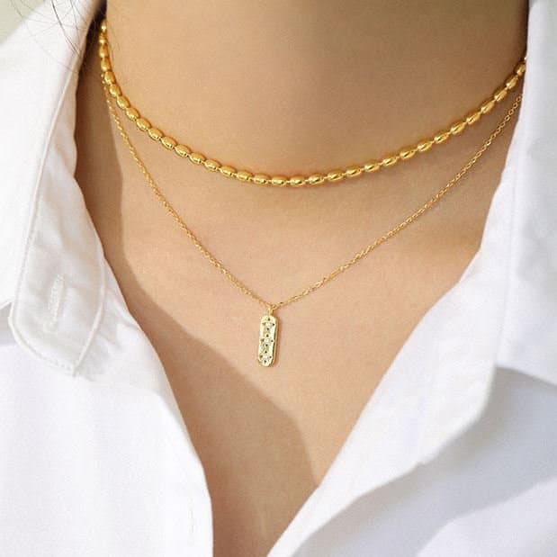 Elegant CZ Geometric CZ Star Tag 925 Sterling Silver Necklace