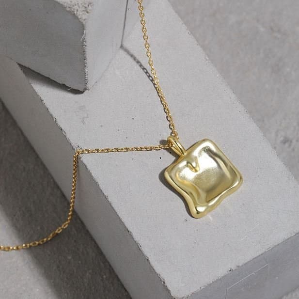 Geometric Irregular Square 925 Sterling Silver Necklace