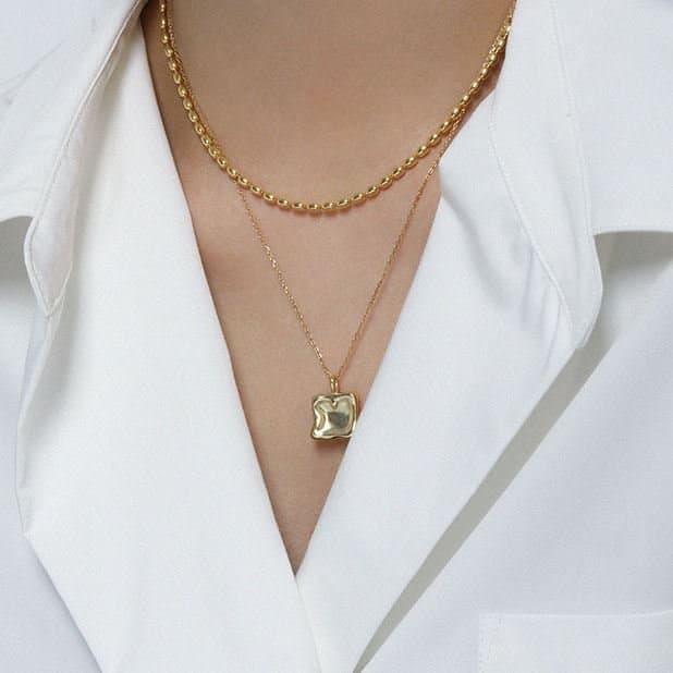 Geometric Irregular Square 925 Sterling Silver Necklace