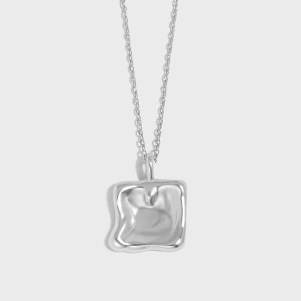Geometric Irregular Square 925 Sterling Silver Necklace