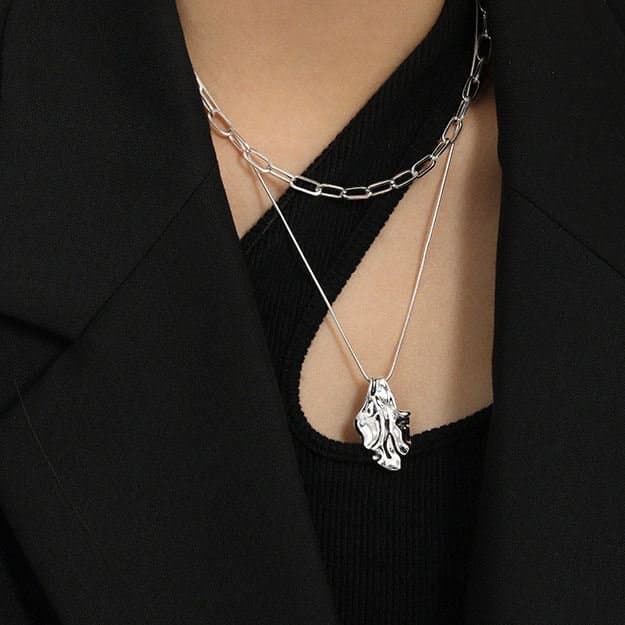 Irregular Leaf 925 Sterling Silver Necklace