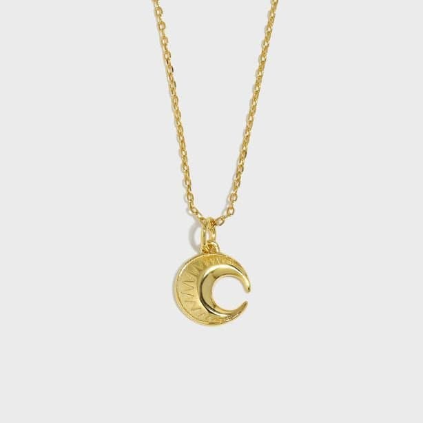 Crescent Moon Stars 925 Sterling Silver Necklace