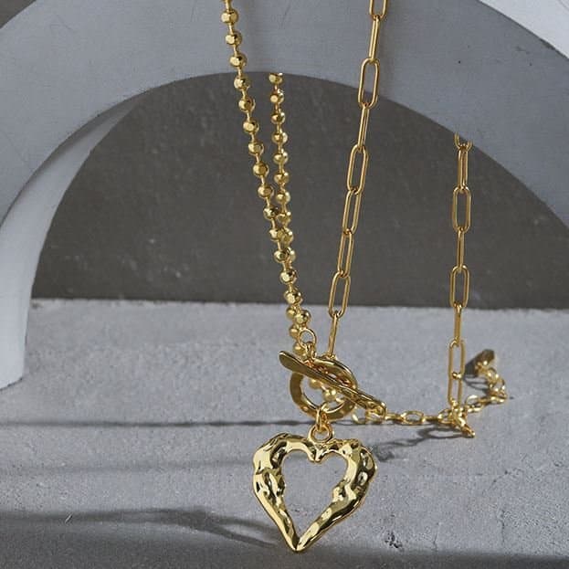 OT Irregular Heart 925 Sterling Silver Necklace