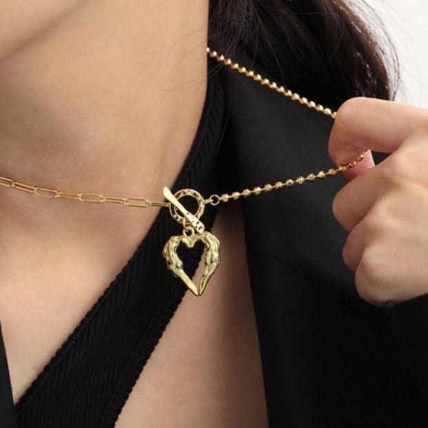 OT Irregular Heart 925 Sterling Silver Necklace