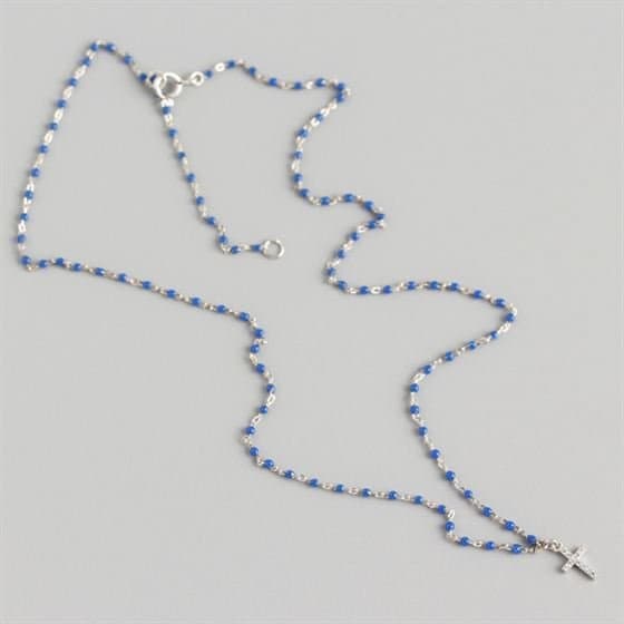 Holy CZ Cross Beads 925 Sterling Silver Necklace