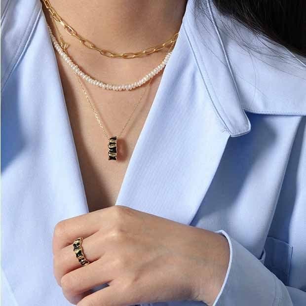 Black Serpentine Snake 925 Sterling Silver Necklace
