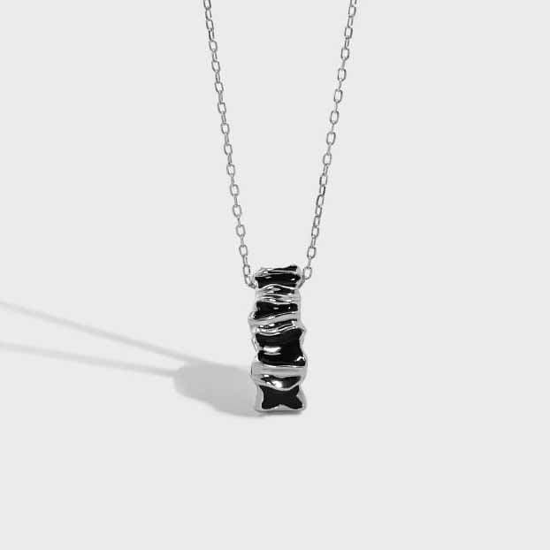 Black Serpentine Snake 925 Sterling Silver Necklace