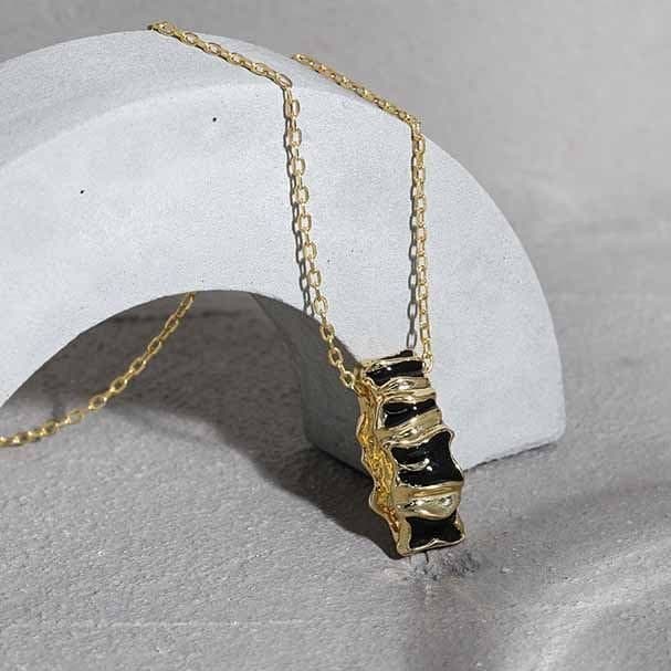 Black Serpentine Snake 925 Sterling Silver Necklace