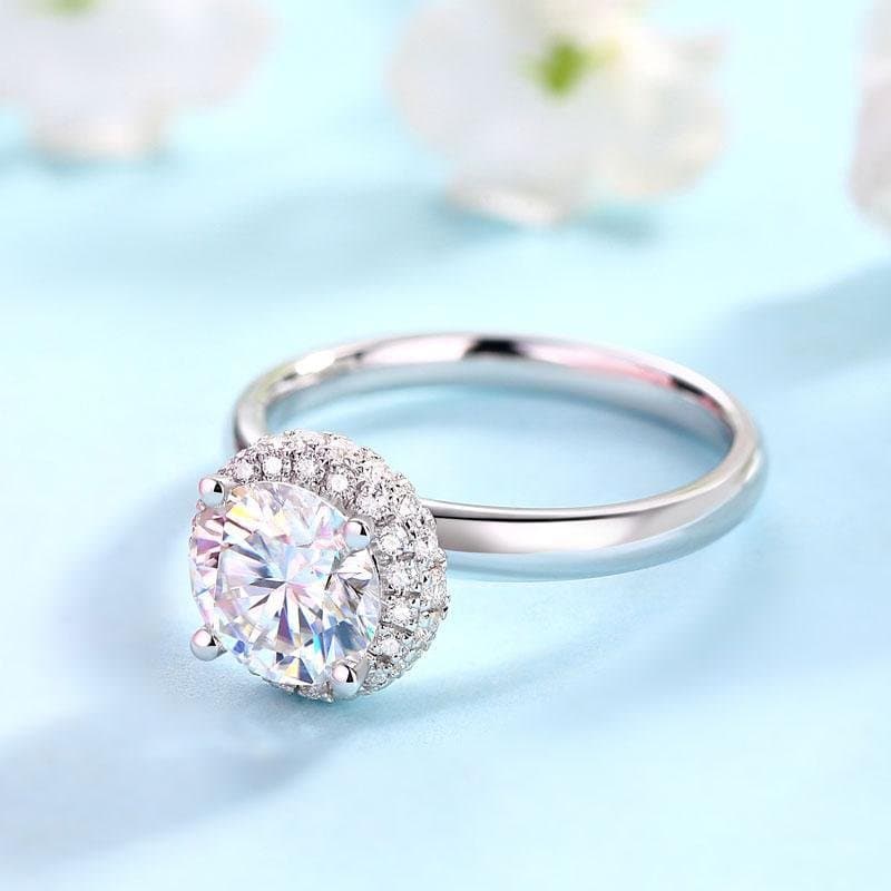 1.5 Carat Moissanite Diamond Ring Halo