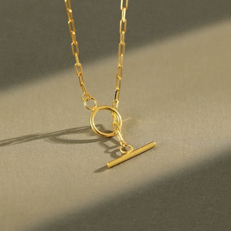 TO Shape Chian 925 Sterling Silver Choker Necklace