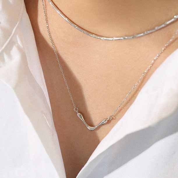 Letter V Shape 925 Sterling Silver Necklace