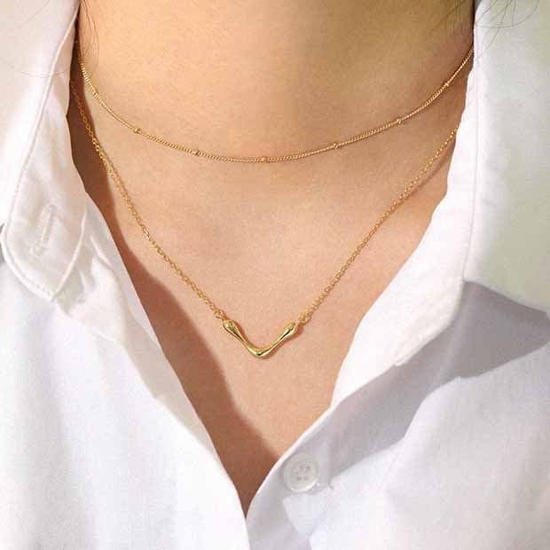 Letter V Shape 925 Sterling Silver Necklace