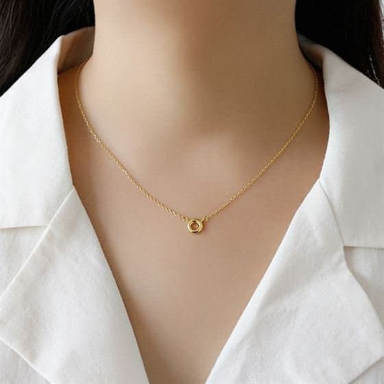 Geometric Circle 925 Sterling Silver Necklace