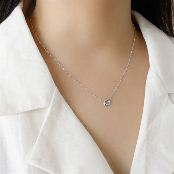 Geometric Circle 925 Sterling Silver Necklace
