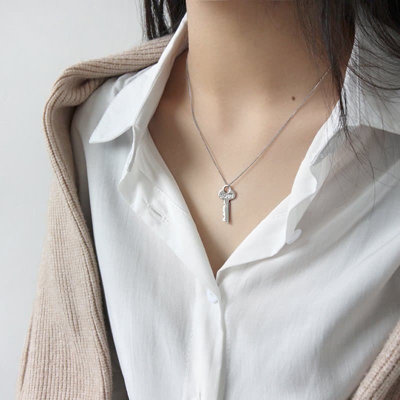 INSPIRE Letter Key 925 Sterling Silver Necklace