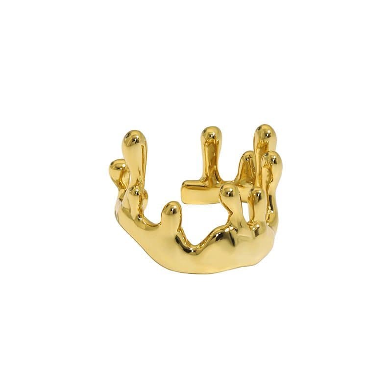 Irregular Candle Crown Solid 925 Sterling Silver Adjustable Ring