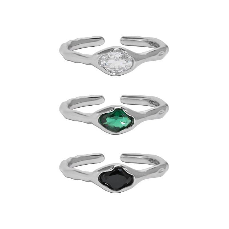 Oval CZ Simple 925 Sterling Silver Adjustable Ring