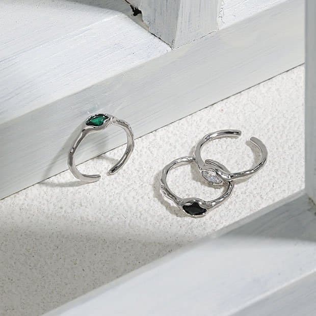 Oval CZ Simple 925 Sterling Silver Adjustable Ring