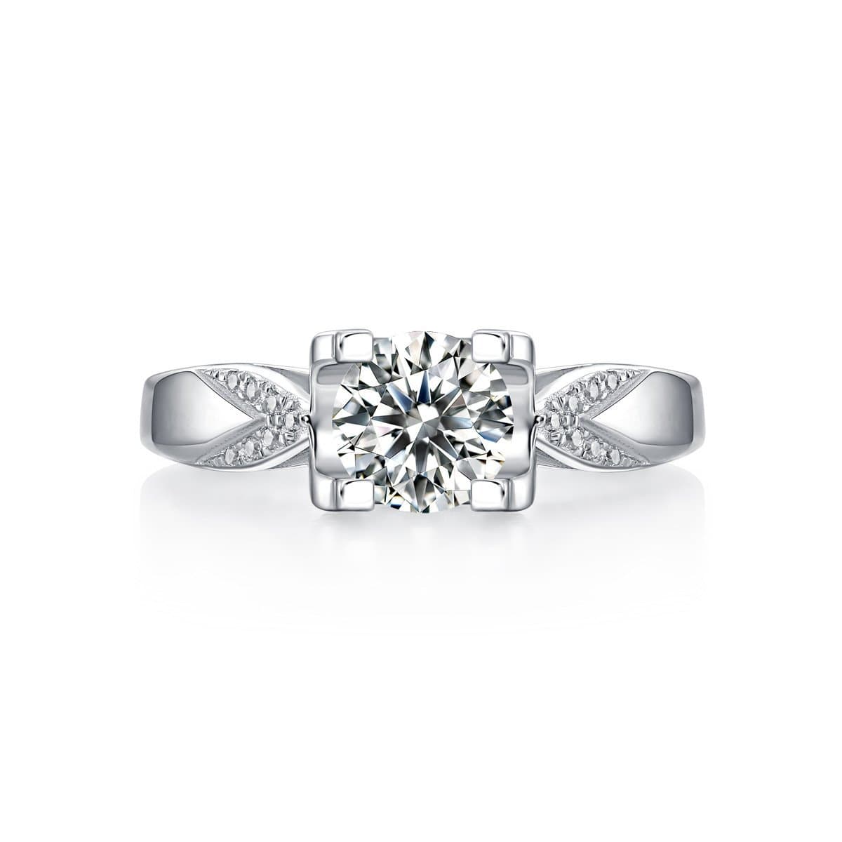 Square Moissanite CZ Ox Swallow Tail 925 Sterling Silver Adjustable Ring