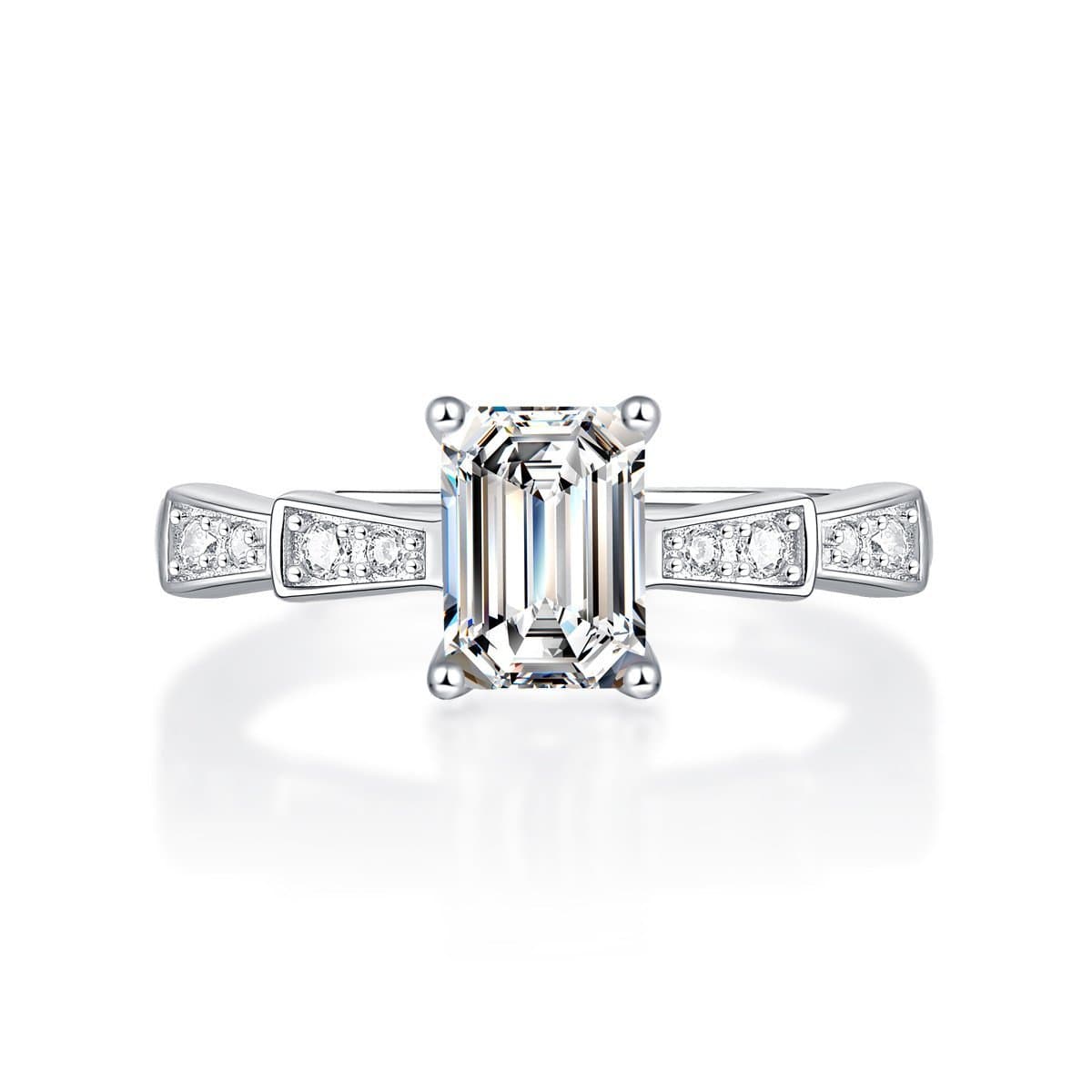 Baguette Moissanite CZ Castle 925 Sterling Silver Adjustable Ring