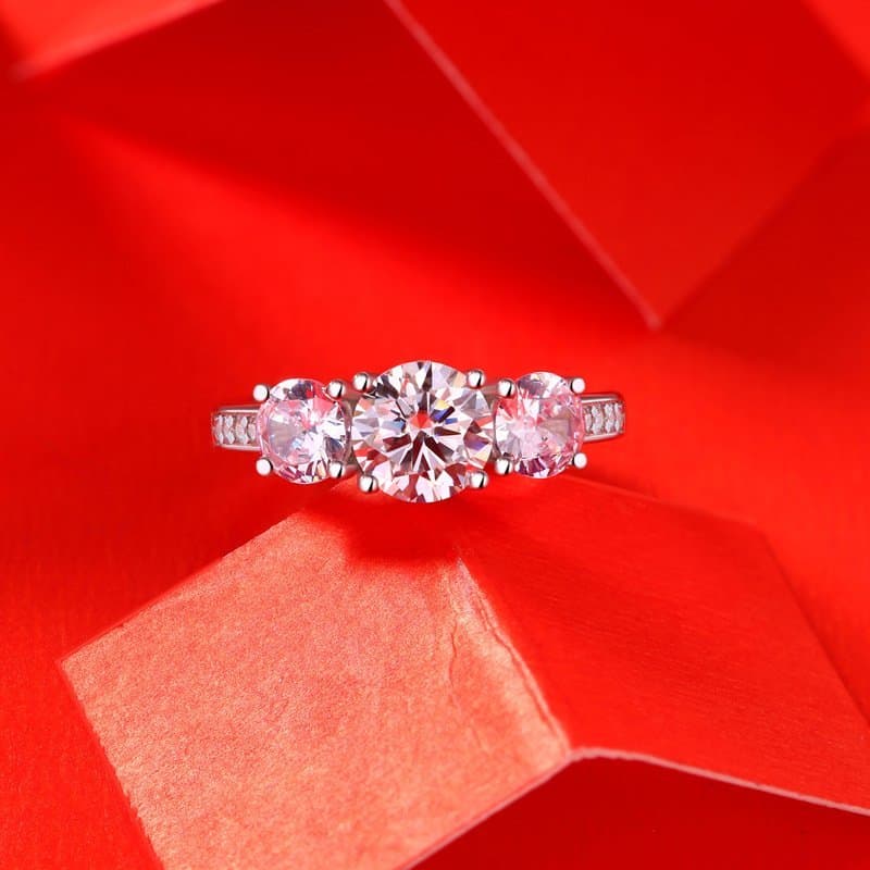 Round Moissanite CZ 925 Sterling Silver Adjustable Ring