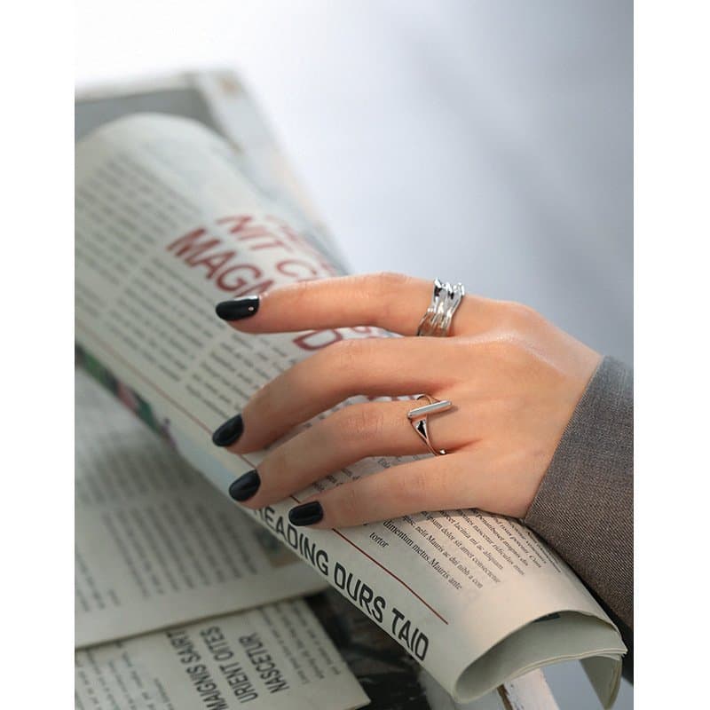 One Strip Simple 925 Sterling Silver Adjustable Ring