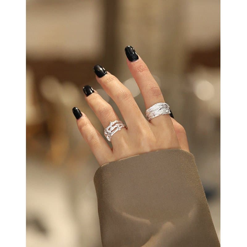 Wide Hollow Branch 925 Sterling Silver Adjustable Ring