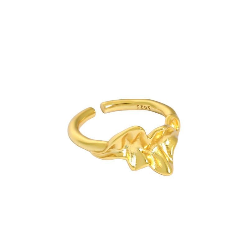 Irregular Leaf 925 Sterling Silver Adjustable Ring