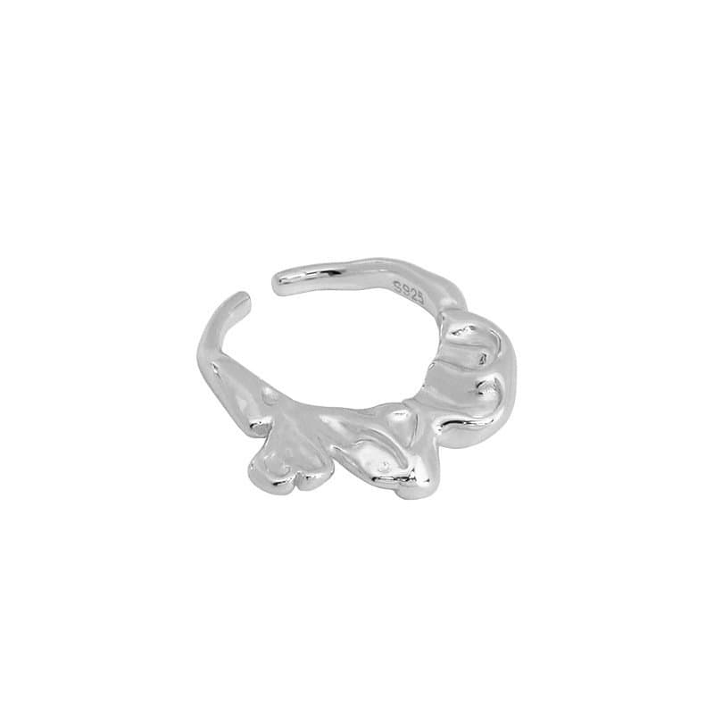 Irregular Petal 925 Sterling Silver Adjustable Ring