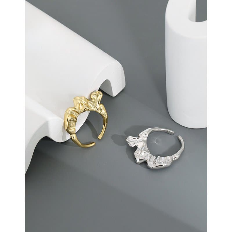 Irregular Petal 925 Sterling Silver Adjustable Ring