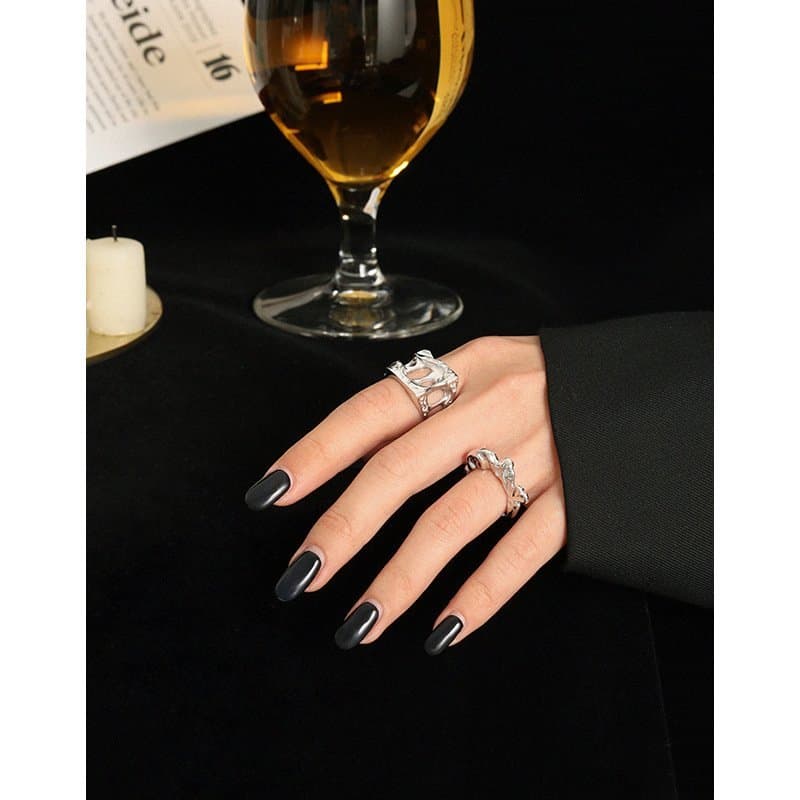 Irregular Petal 925 Sterling Silver Adjustable Ring