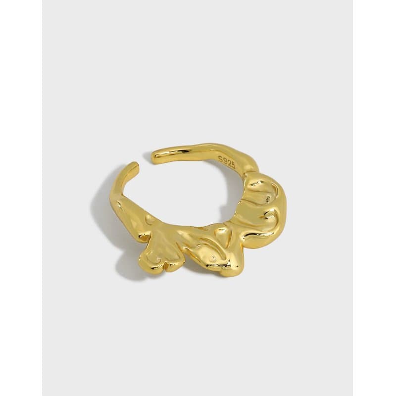 Irregular Petal 925 Sterling Silver Adjustable Ring