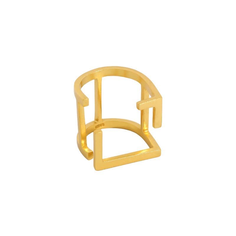 Geometric Hollow Square Simple 925 Sterling Silver Adjustable Ring