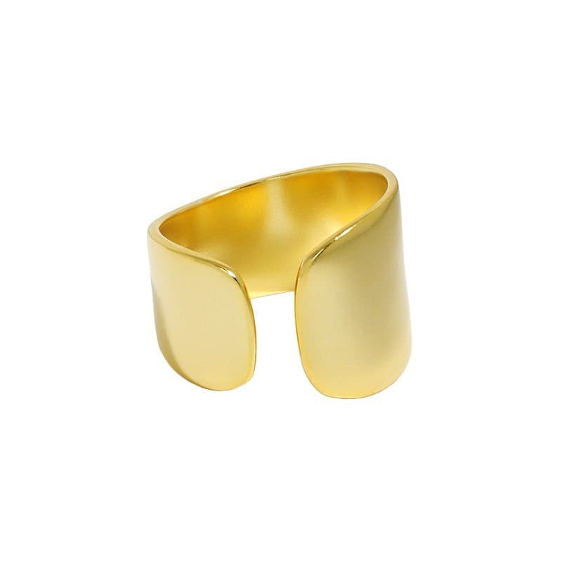 Wide Geometric Irregular 925 Sterling Silver Adjustable Ring