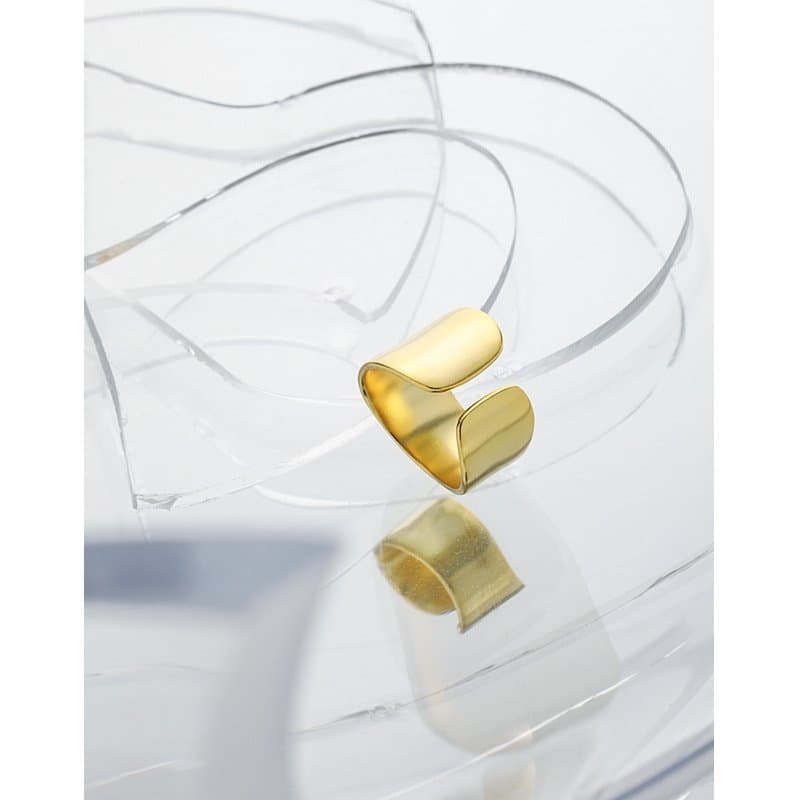 Wide Geometric Irregular 925 Sterling Silver Adjustable Ring