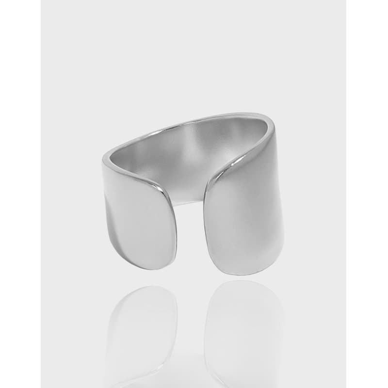 Wide Geometric Irregular 925 Sterling Silver Adjustable Ring