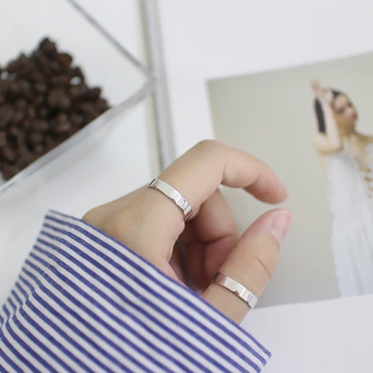 Smooth Surface 4mm 925 Sterling Silver Adjustable Ring